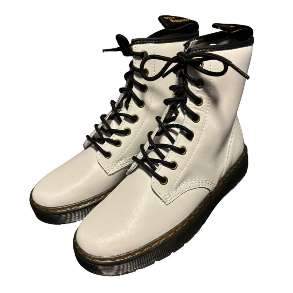 Dr. Martens White Zavala Leather Boots Lace-Up Unisex EU 41 / US L 9 / US M 8